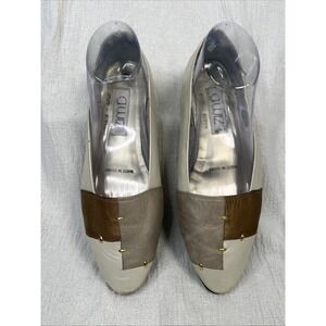Vintage G Wiz‎ Gold Abstract Flats Womens 10W Leather Upper MCM 70s Prop Costume
